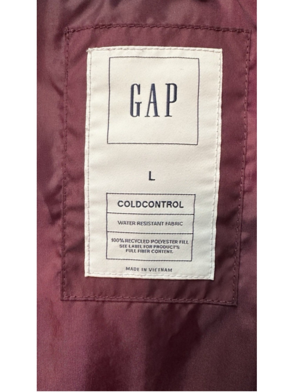 GAP Water-Resistant Puffer Vest Womens Large Burgundy Full Zip Fall Vest Pockets - Picture 6 of 13